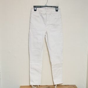Good American White High Rise Skinny Stretch Jeans Raw Hem Size 4/27